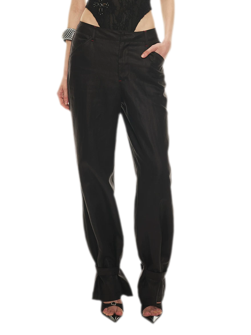 Tencel Linen Vintage Contrast Stitch Casual Pants