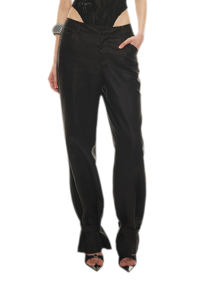 Tencel Linen Vintage Contrast Stitch Casual Pants