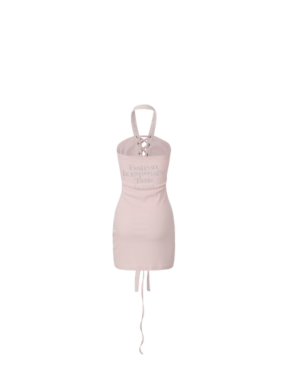 Halter Neck Reversible Lace Dress