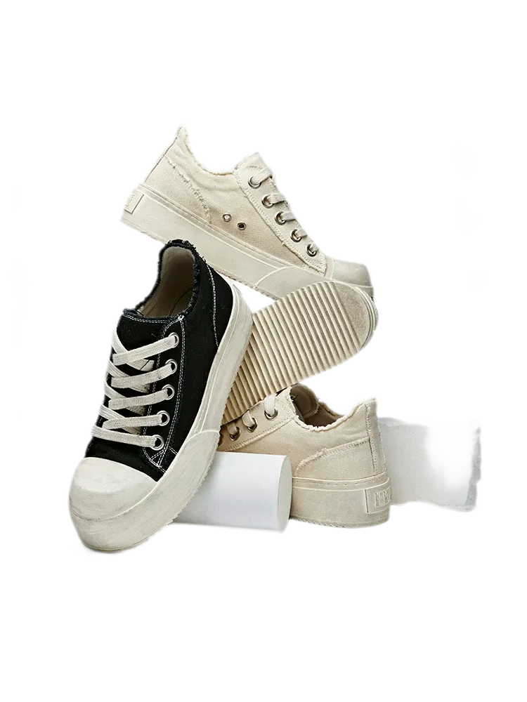 Distressed Platform Canvas Sneakers