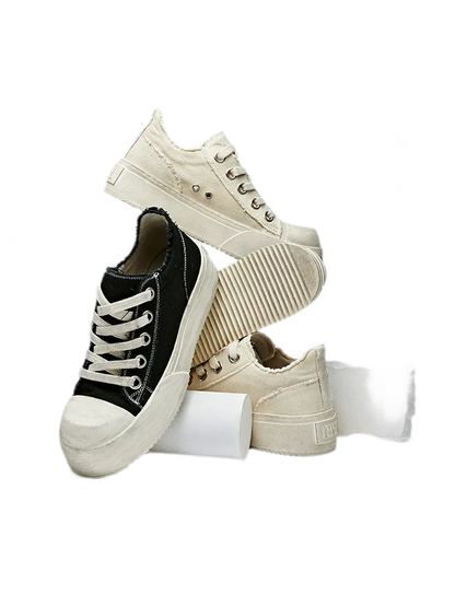 Distressed Platform Canvas Sneakers