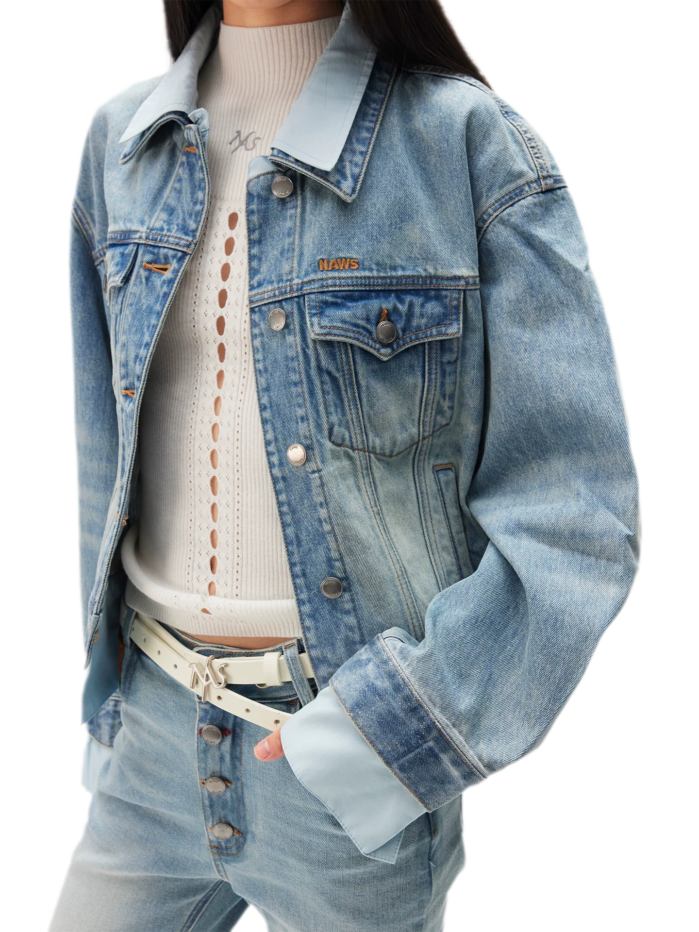 Washed Deconstructed Cropped Denim Jacket