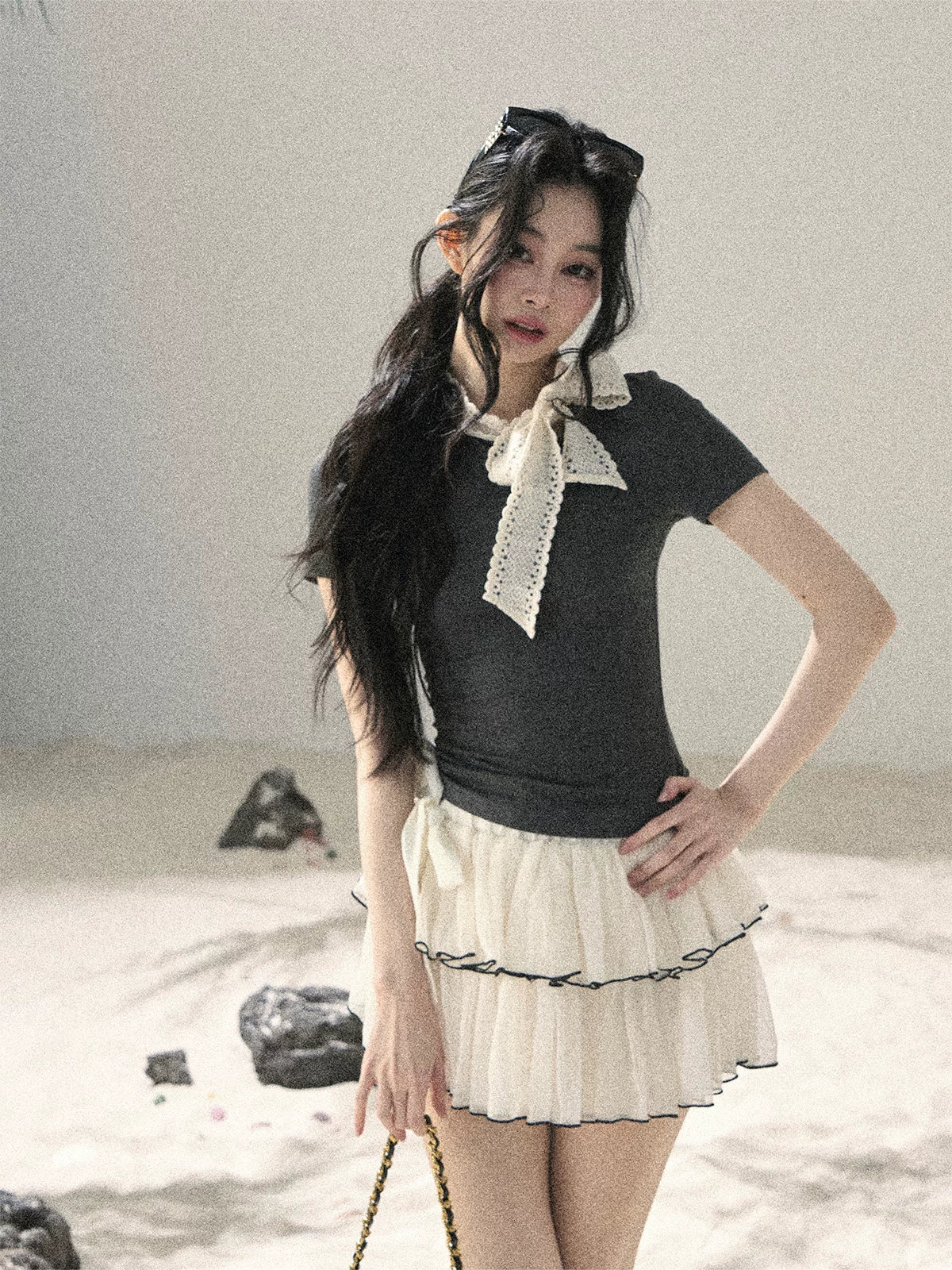 Grey Bow Short T-Shirt