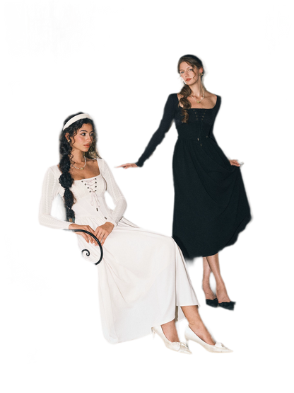 Stretch Lace-Up A-Line Dress