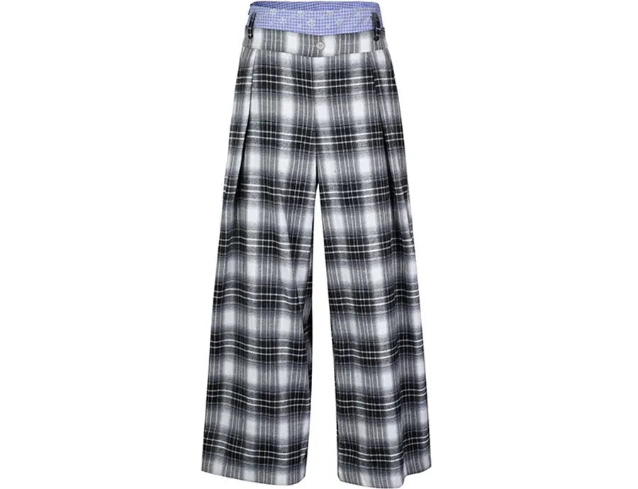 Checked Wide-Leg Pants