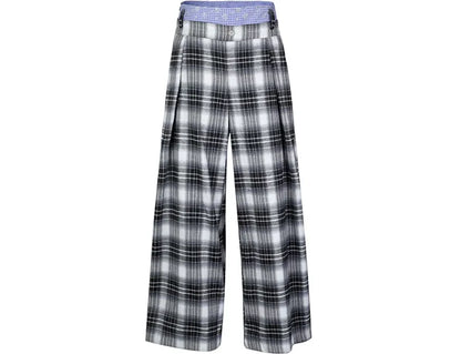Checked Wide-Leg Pants
