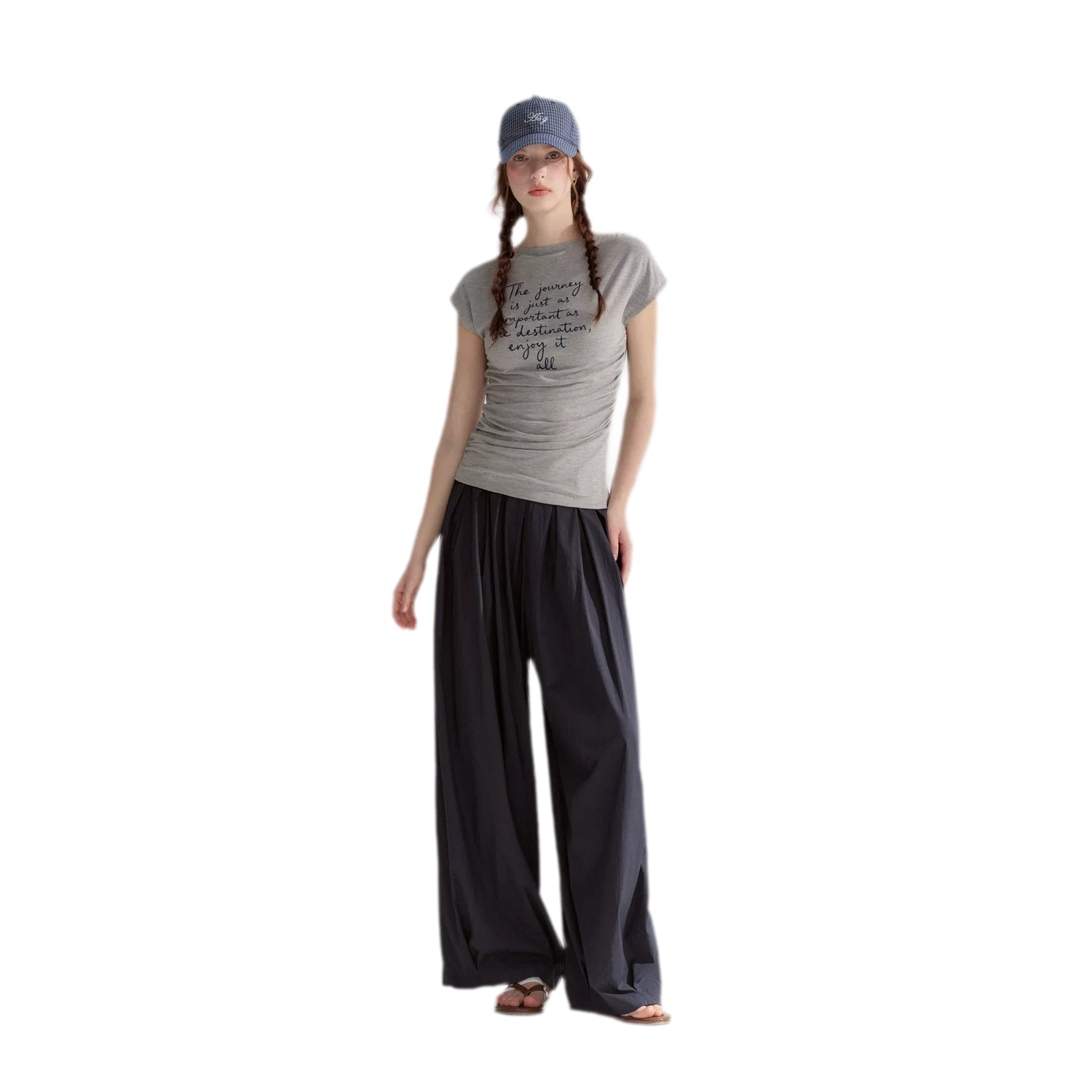 Ruched Embroidered Sleeve T-Shirt