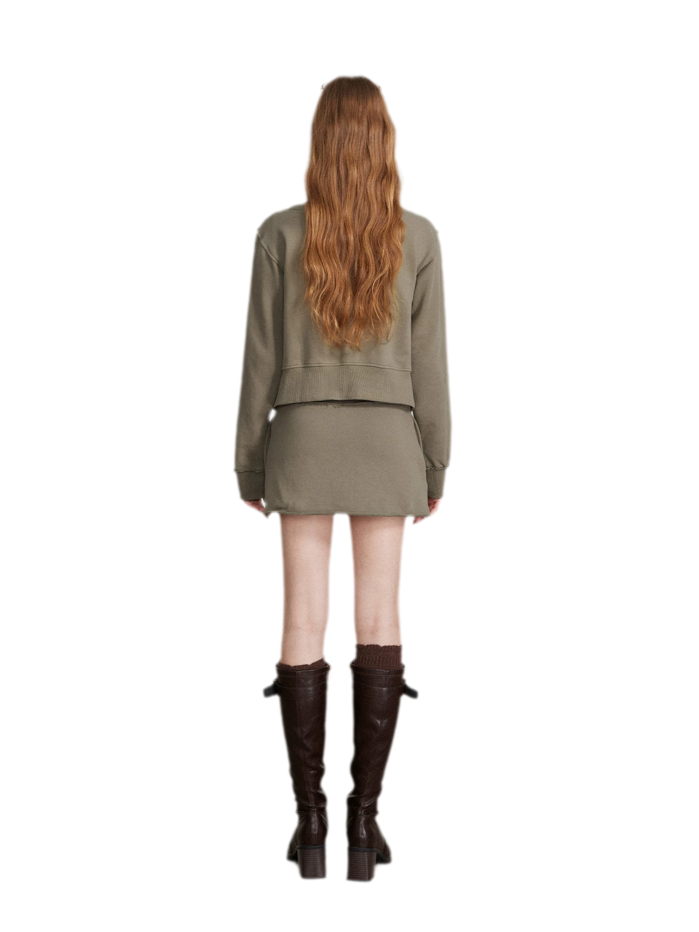 Raw Edge Zip Sweatshirt Set