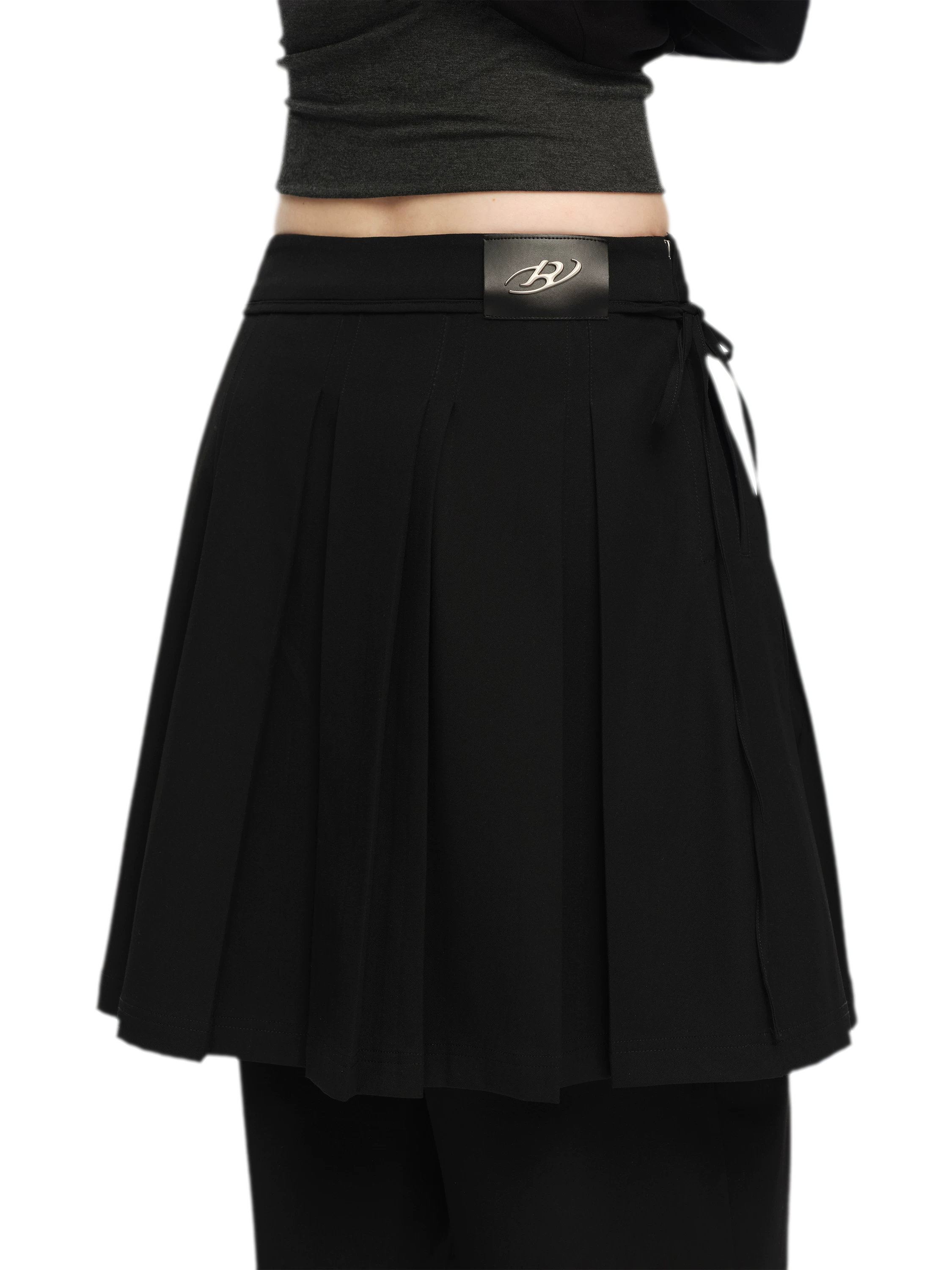 Pleated Layered Skirt Pants