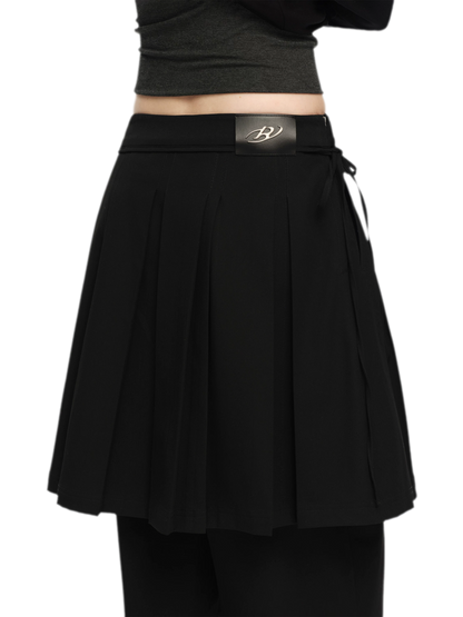 Pleated Layered Skirt Pants
