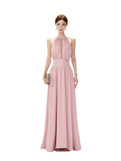 Rhinestone Halter Maxi Dress