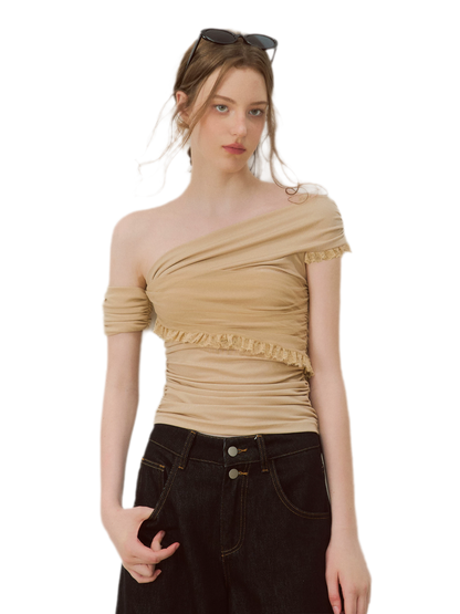 Lace Mesh Off-Shoulder Top