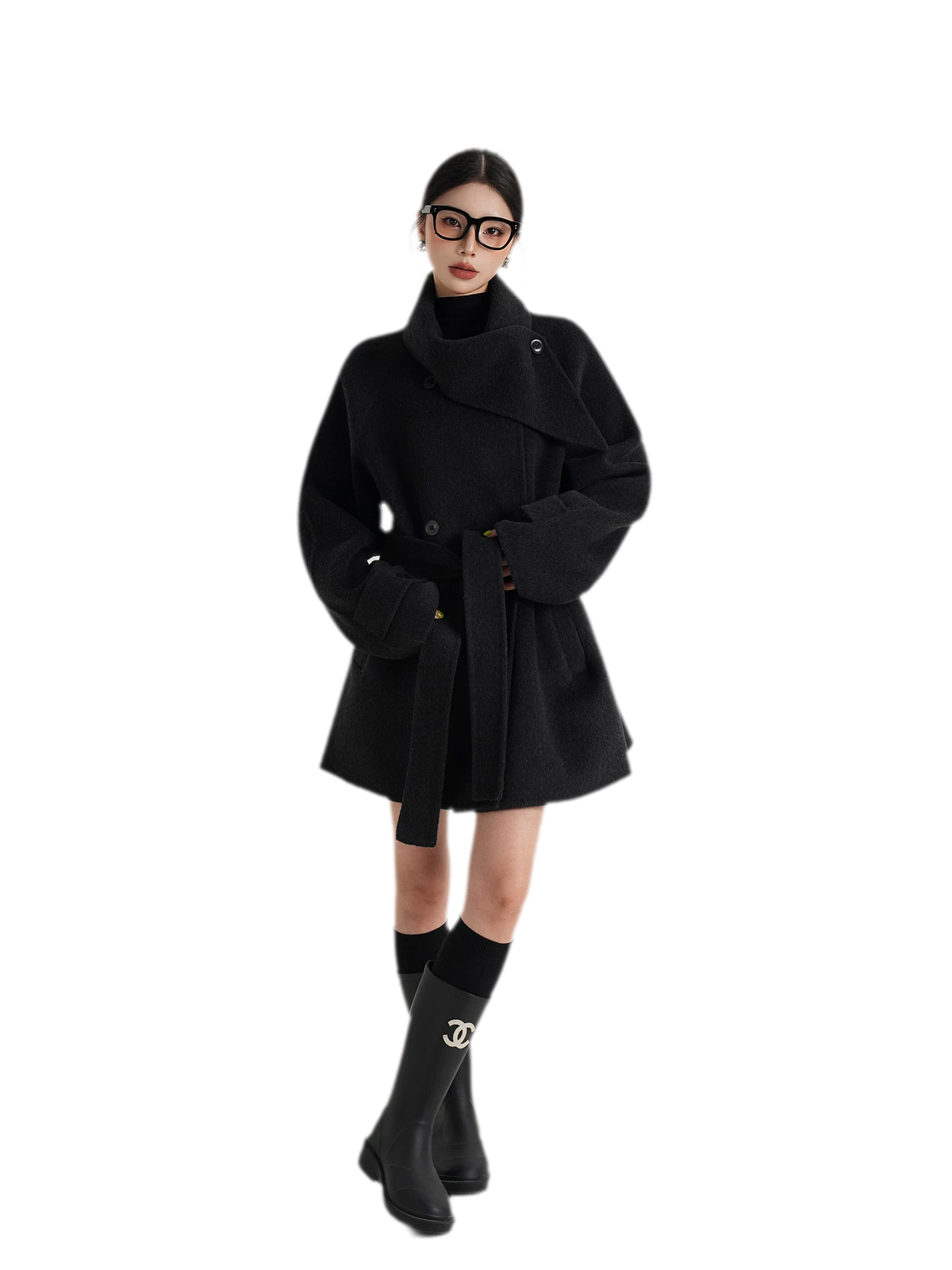 Hand-Stitched Belted Wool Coat