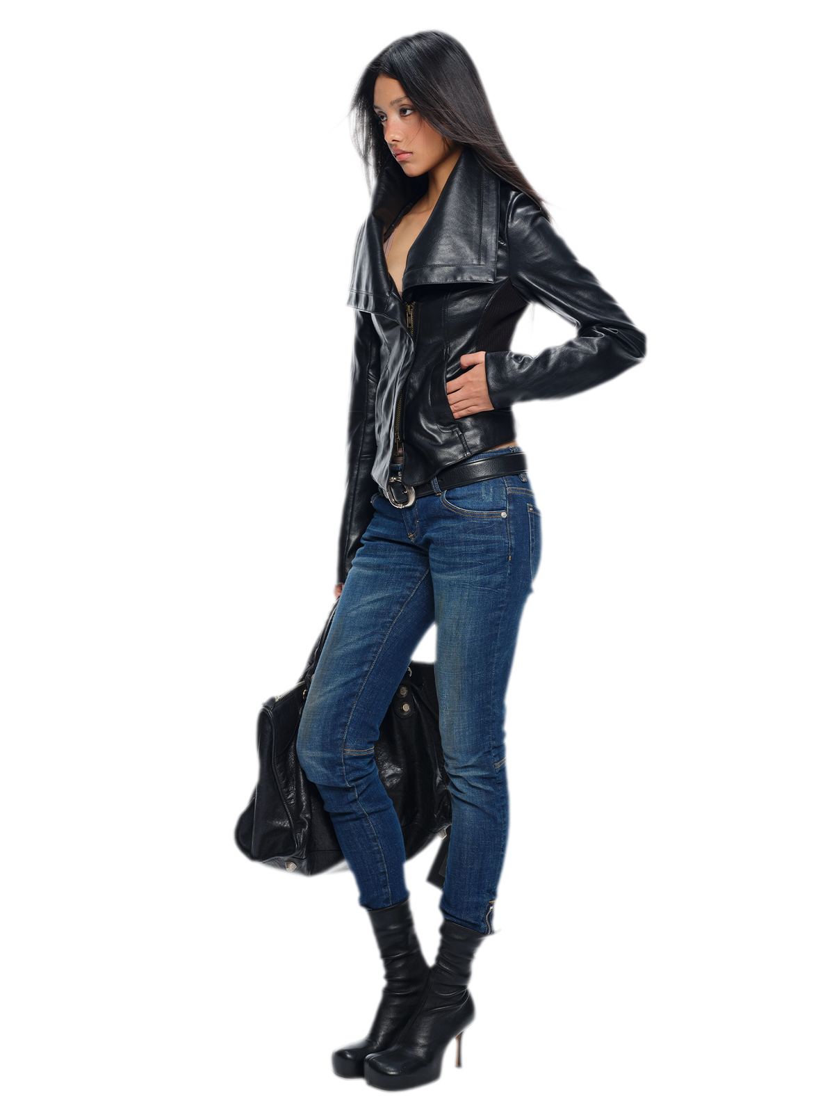 Distressed Low-Rise Slim Jeans