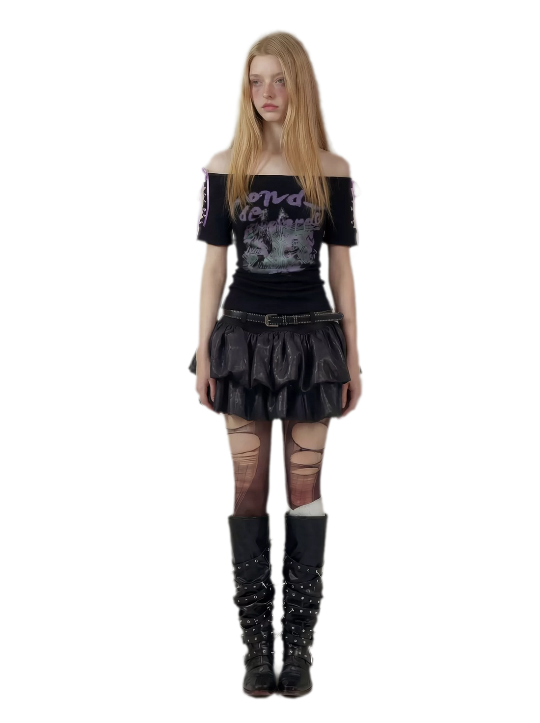 Graphic Tie Shoulder T-Shirt