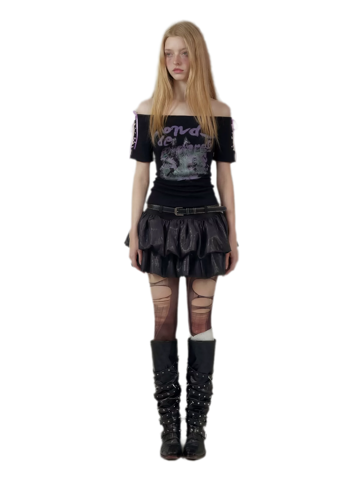 Graphic Tie Shoulder T-Shirt