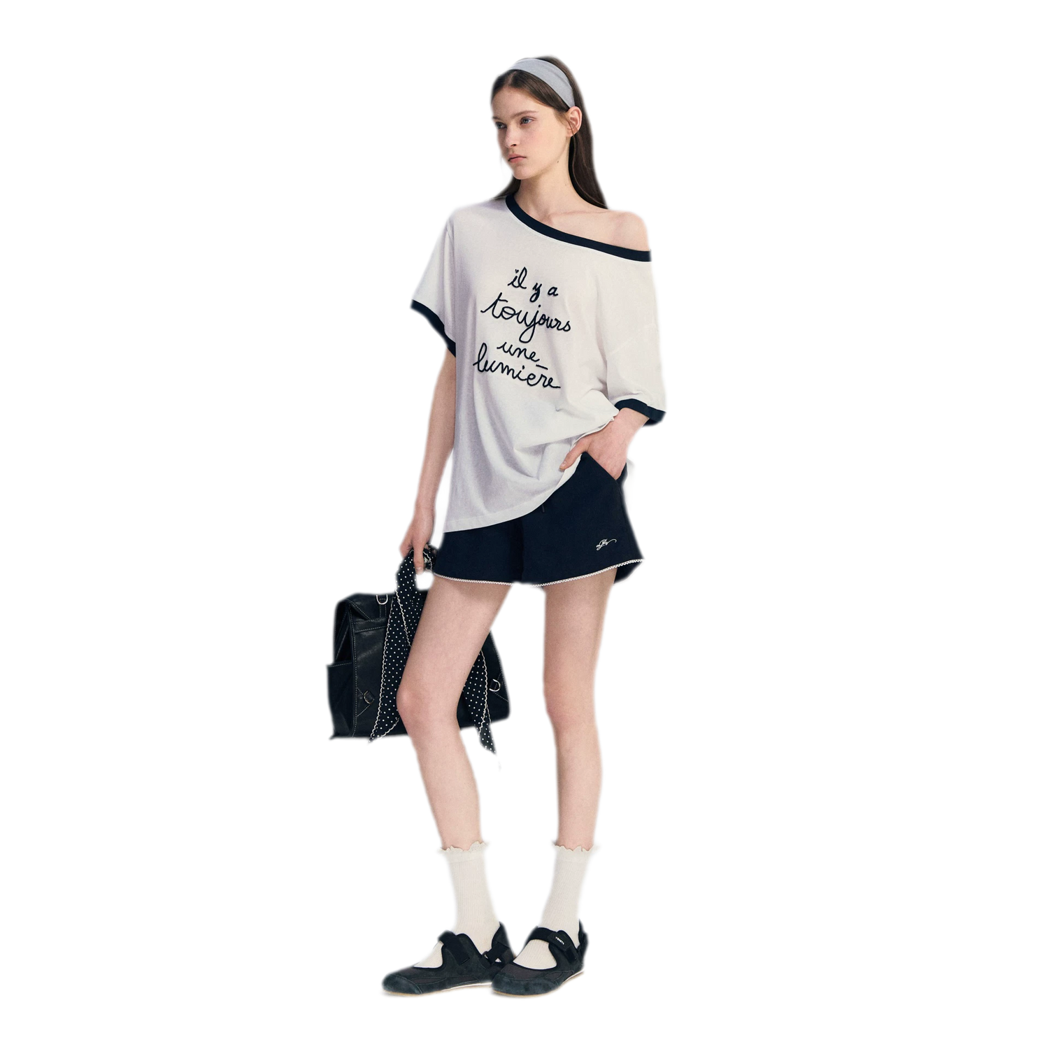 Contrast Rib Knit T-Shirt