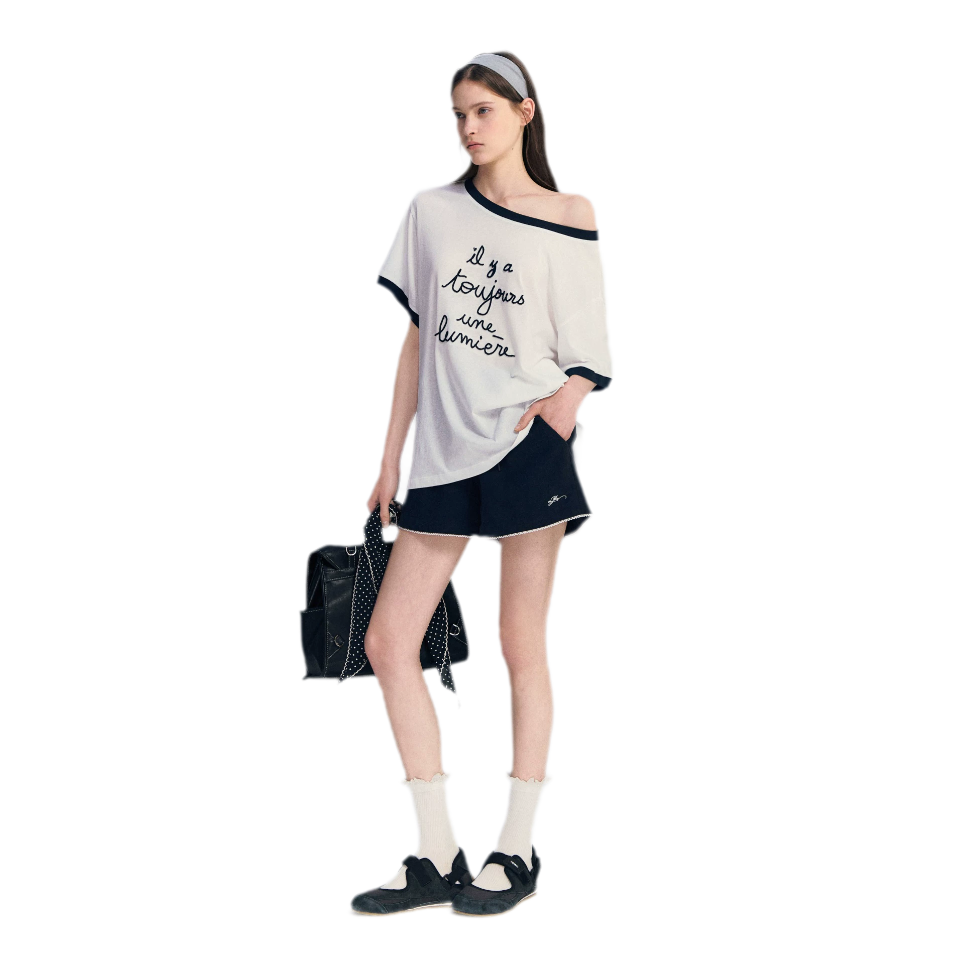 Contrast Rib Knit T-Shirt
