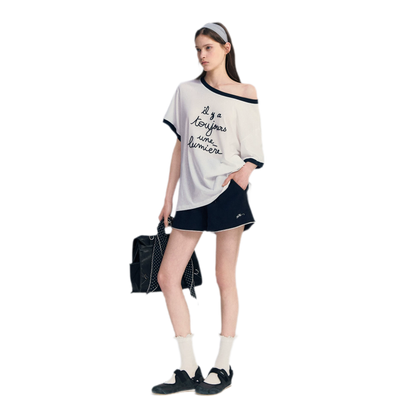 Contrast Rib Knit T-Shirt