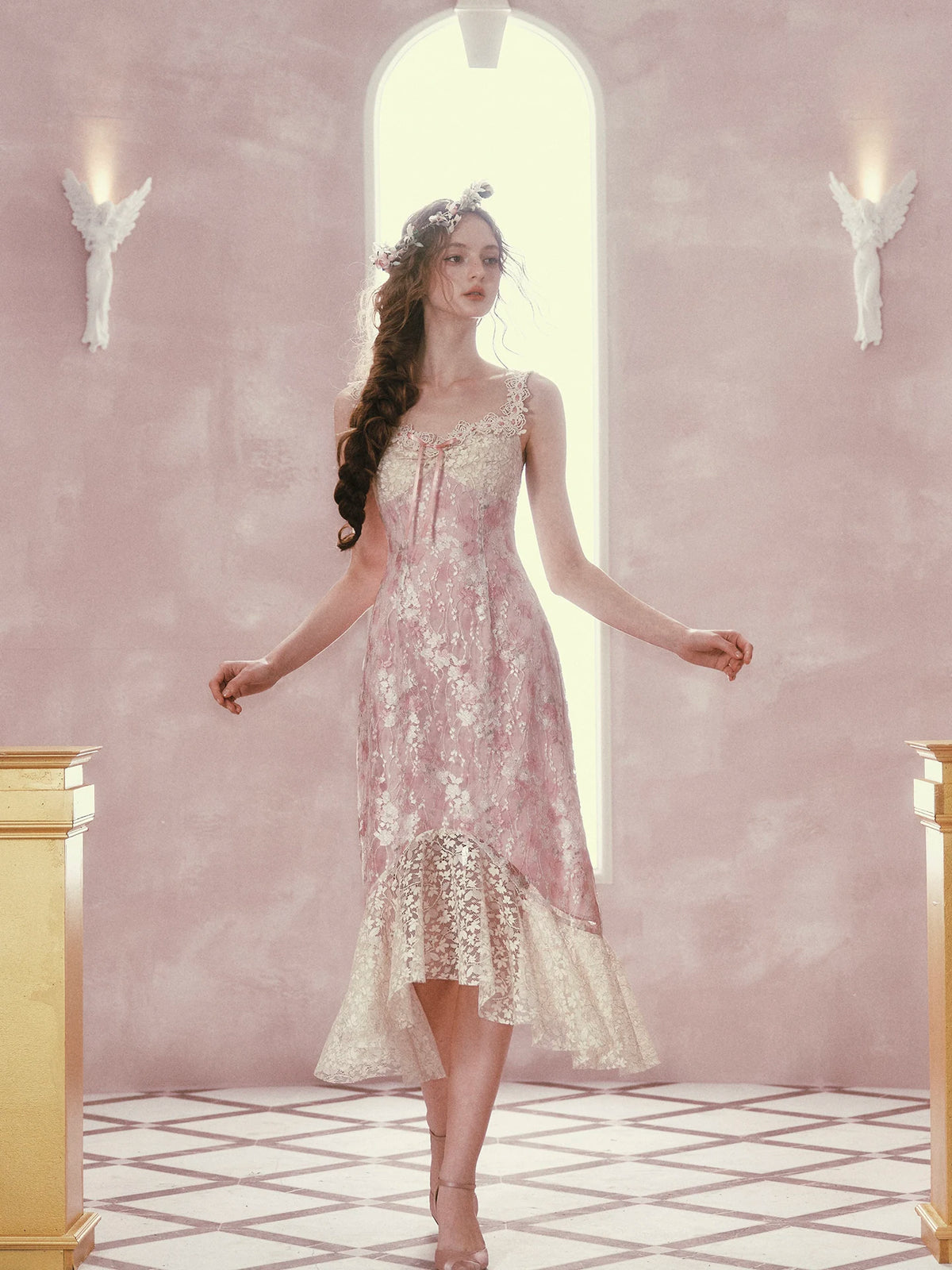 Floral Lace Fishtail Dress
