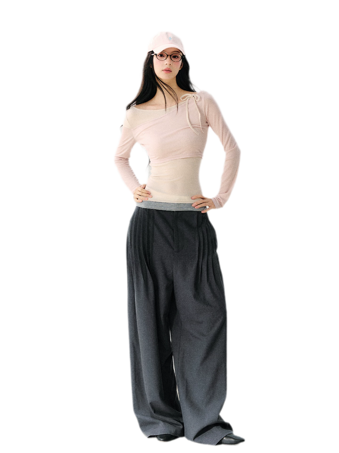7SHIFTIN Asymmetric Tie Shoulder Tee – view 2