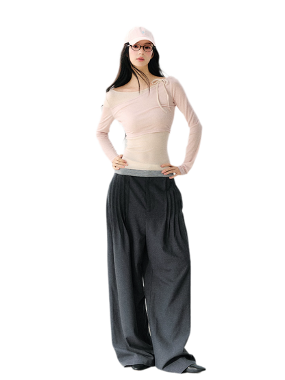 Asymmetric Tie Shoulder Tee