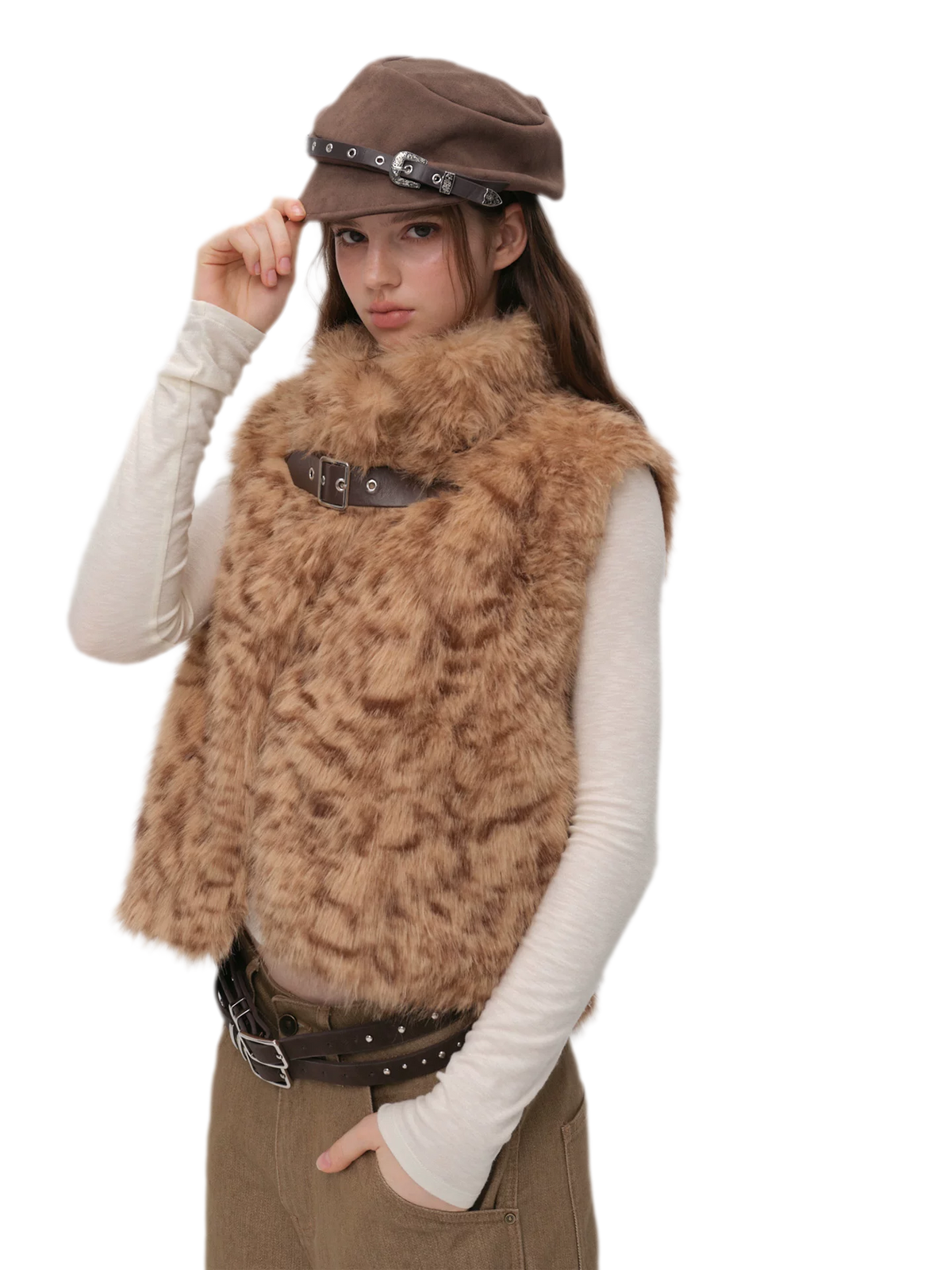 Embossed Buckle Newsboy Beret