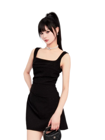 Structured Sparkle Asymmetric Mini Dress