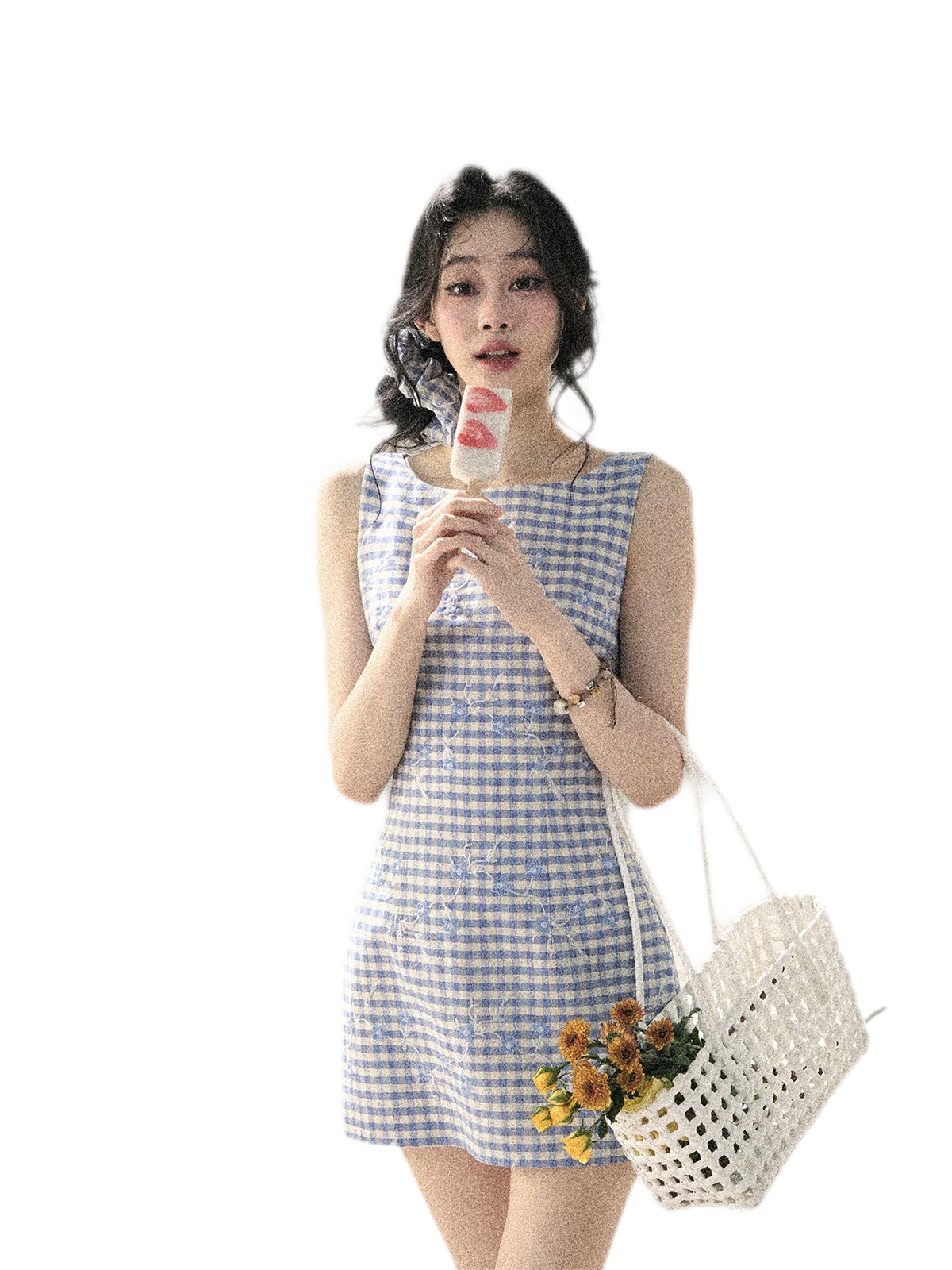 Breeze Check Embroidered Dress