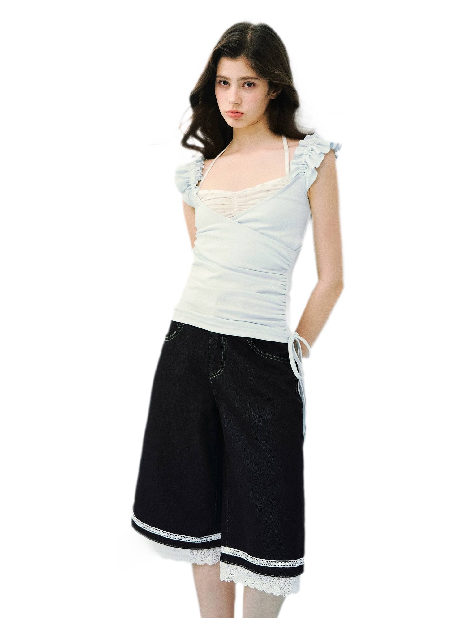 Two-in-One Ruffle Sleeve T-Shirt