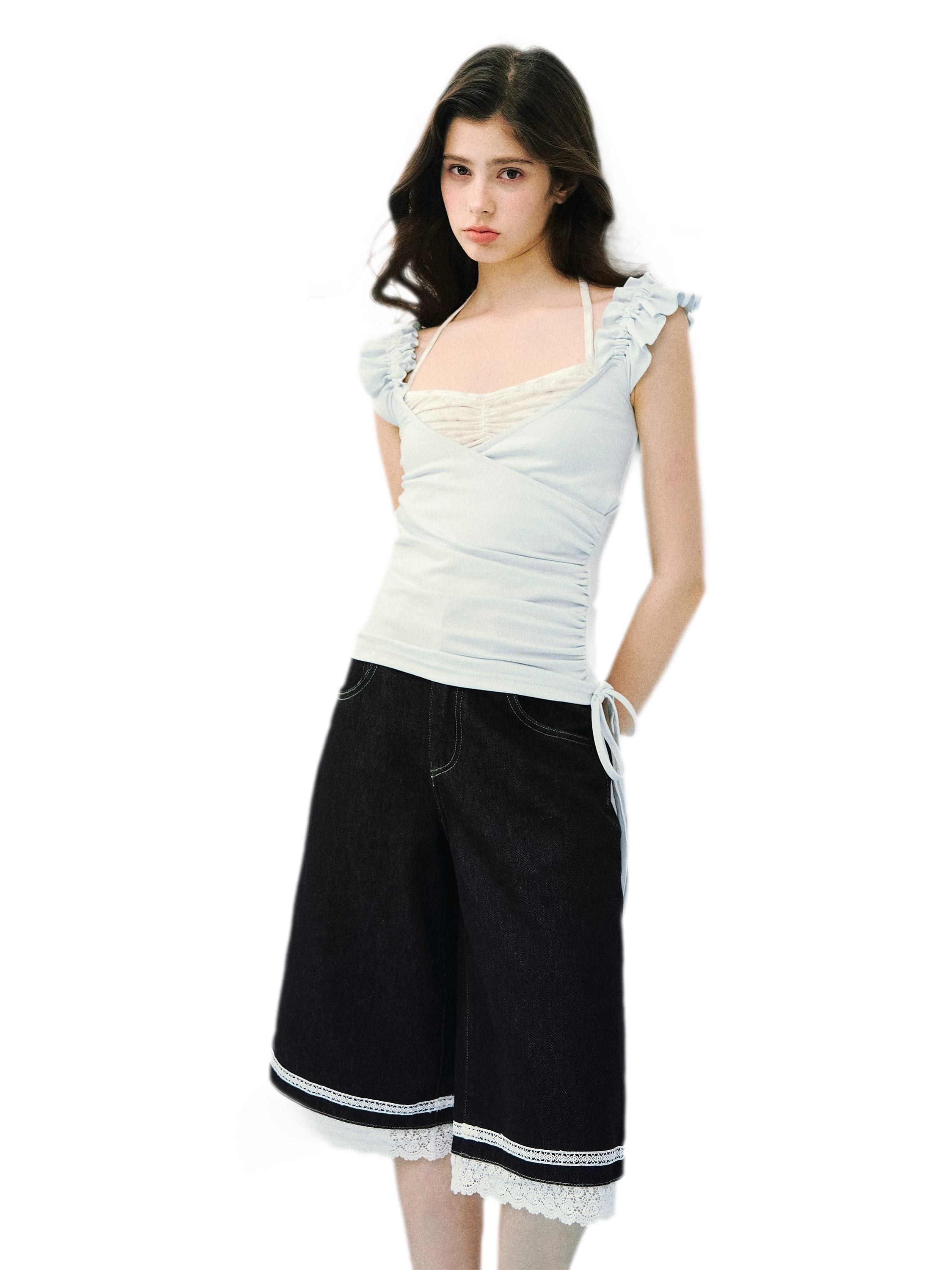 Two-in-One Ruffle Sleeve T-Shirt