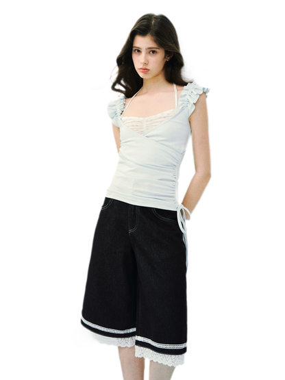Two-in-One Ruffle Sleeve T-Shirt