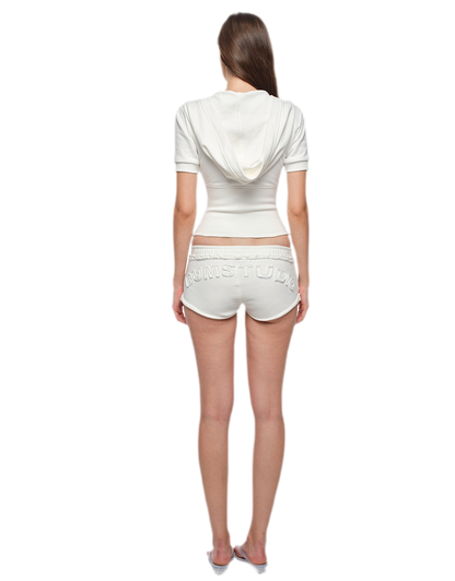 V-Neck Ribbed Zip Sweatshirt