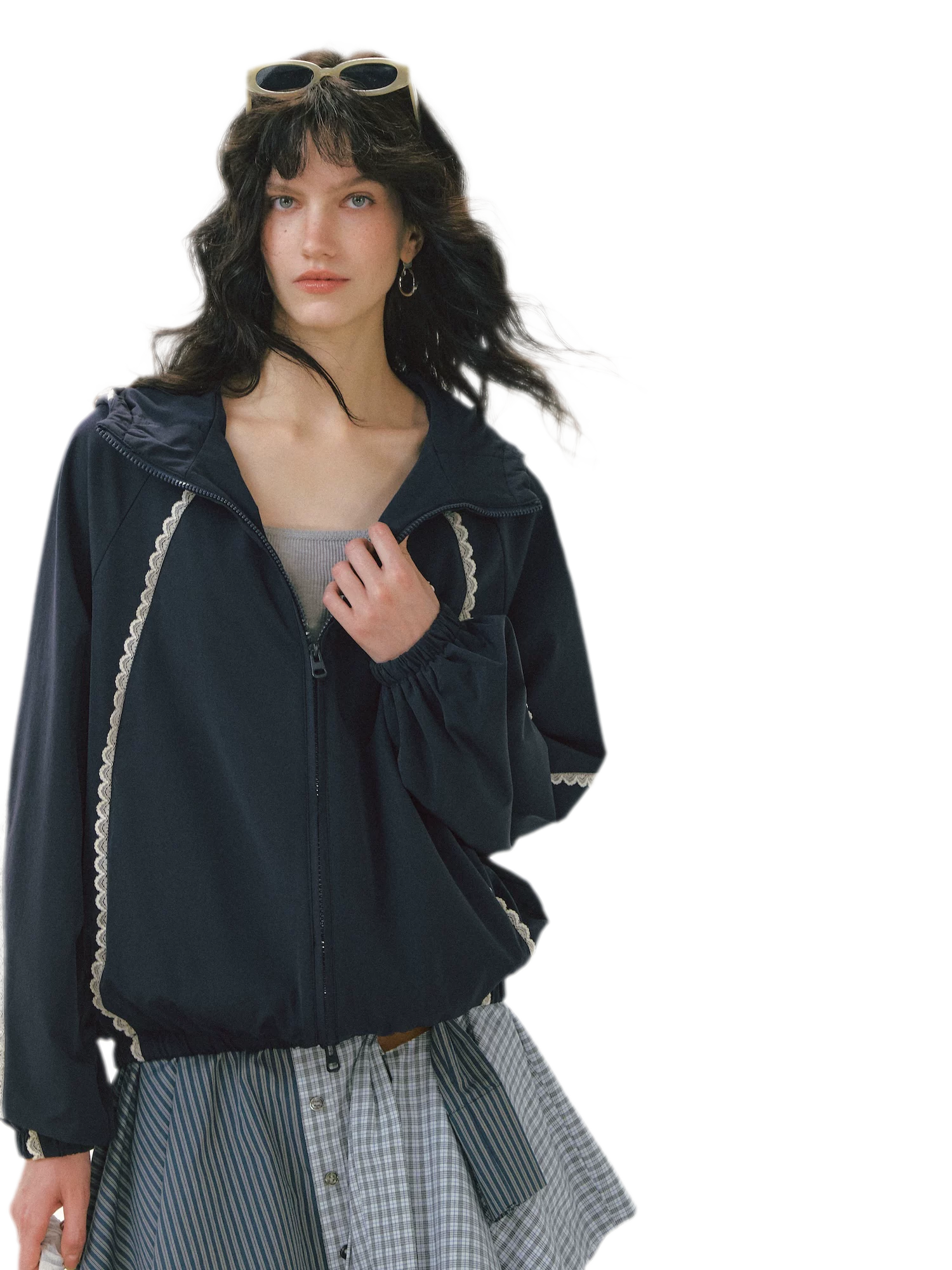 Lace Panel Hooded Jacket