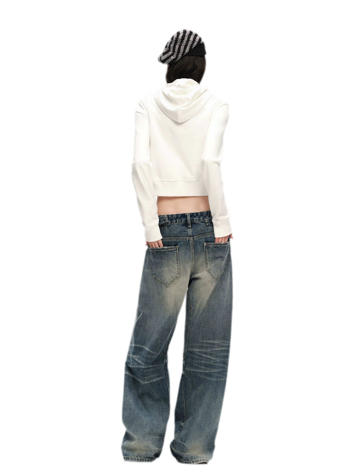 Textured Cropped Hooded Jacket