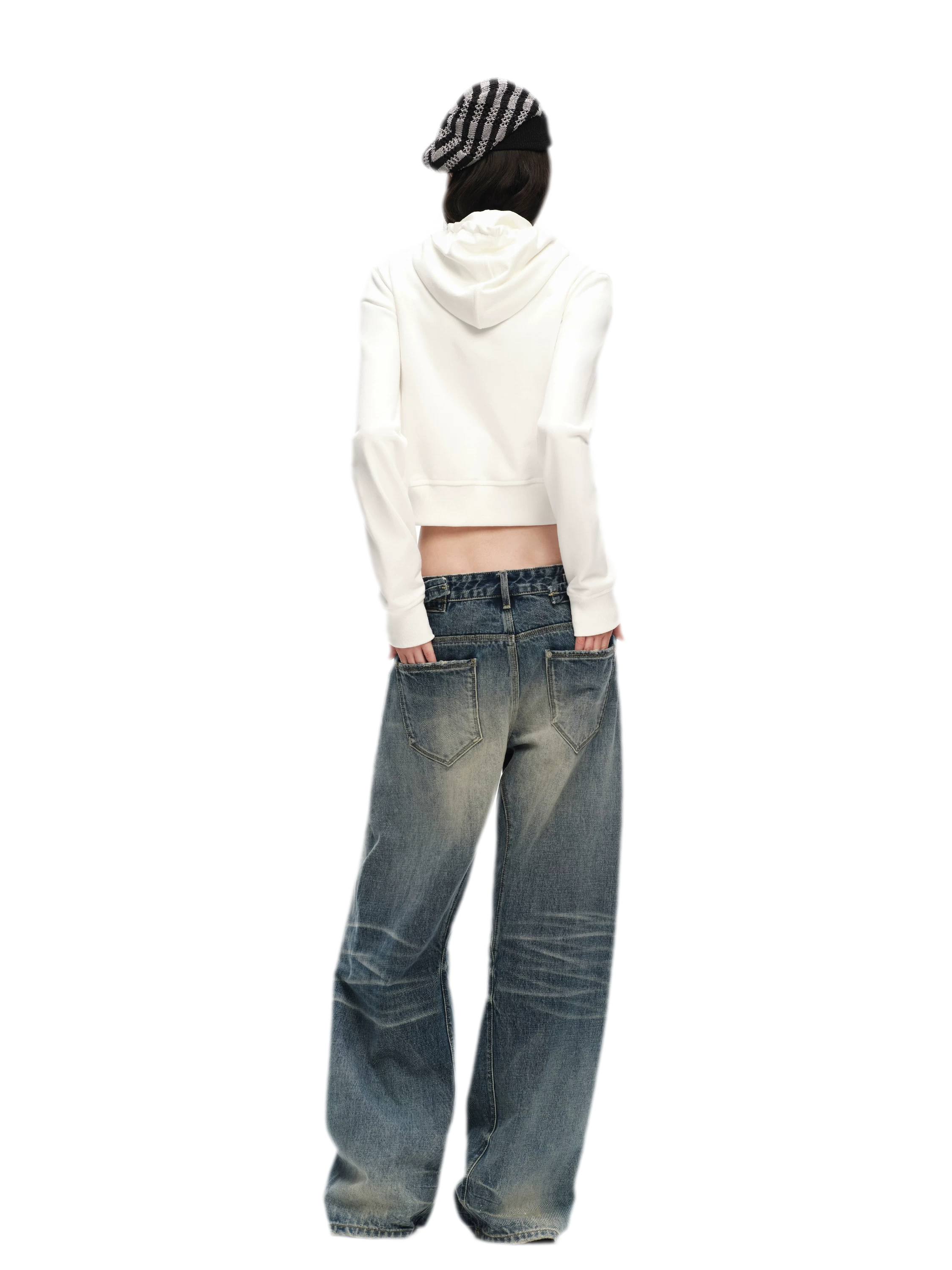 Textured Cropped Hooded Jacket