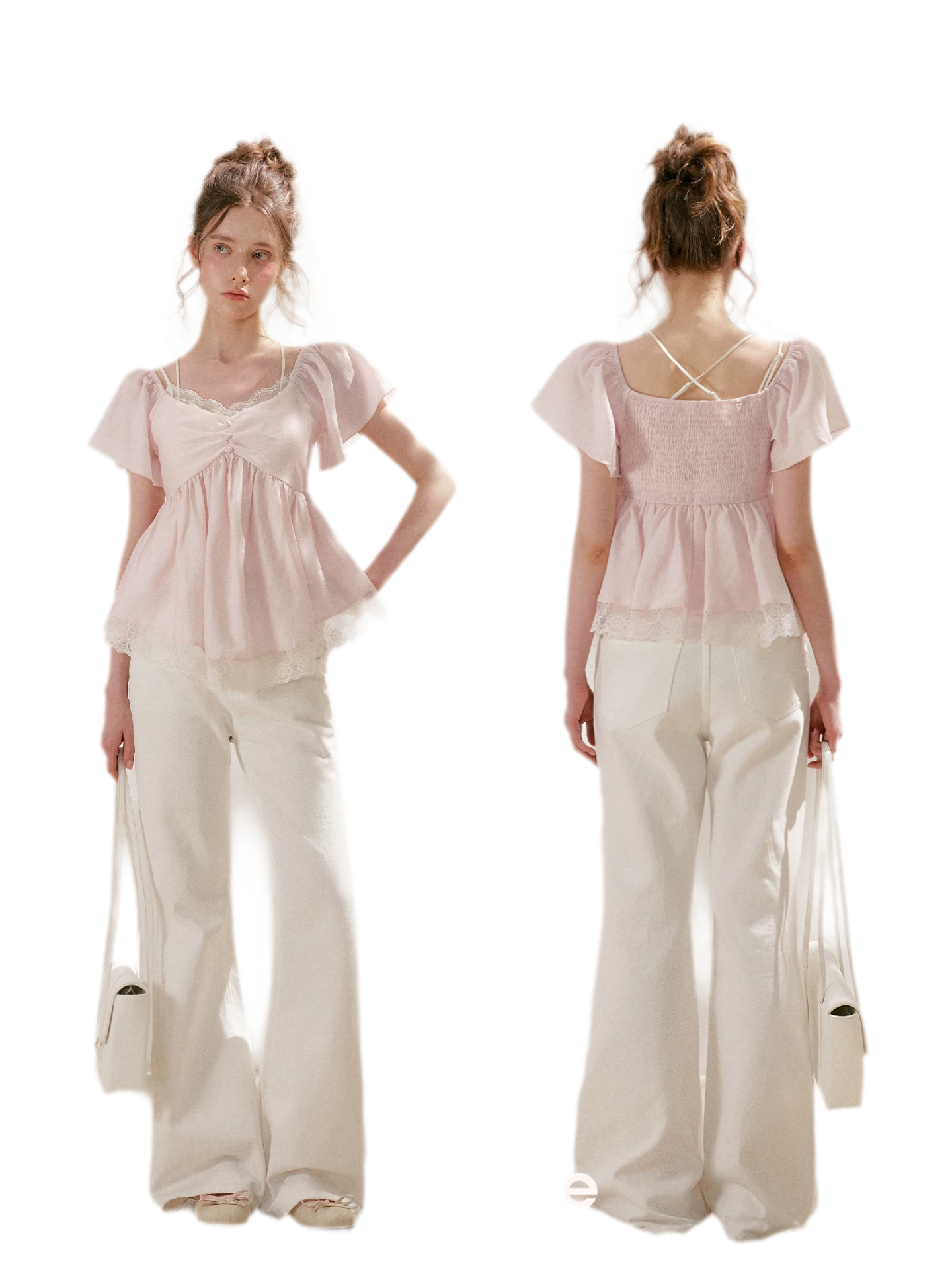 Tencel Lace V-Neck T-Shirt