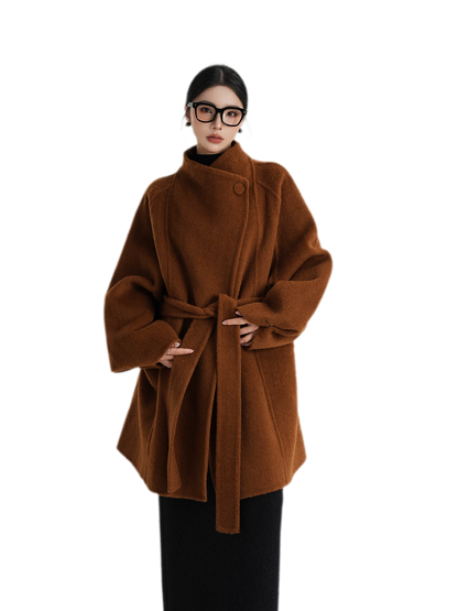 Manteau oversize en laine brossée