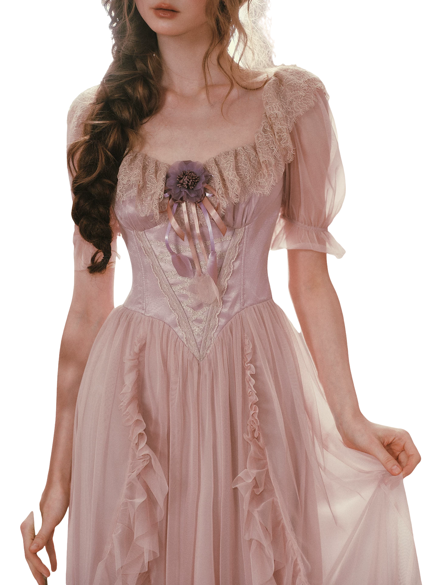 Violet Heliotrope Victorian Mesh Dress