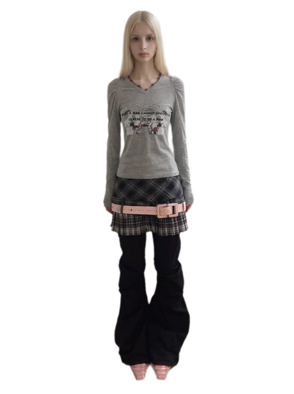 Plaid Pleated Mini Skirt