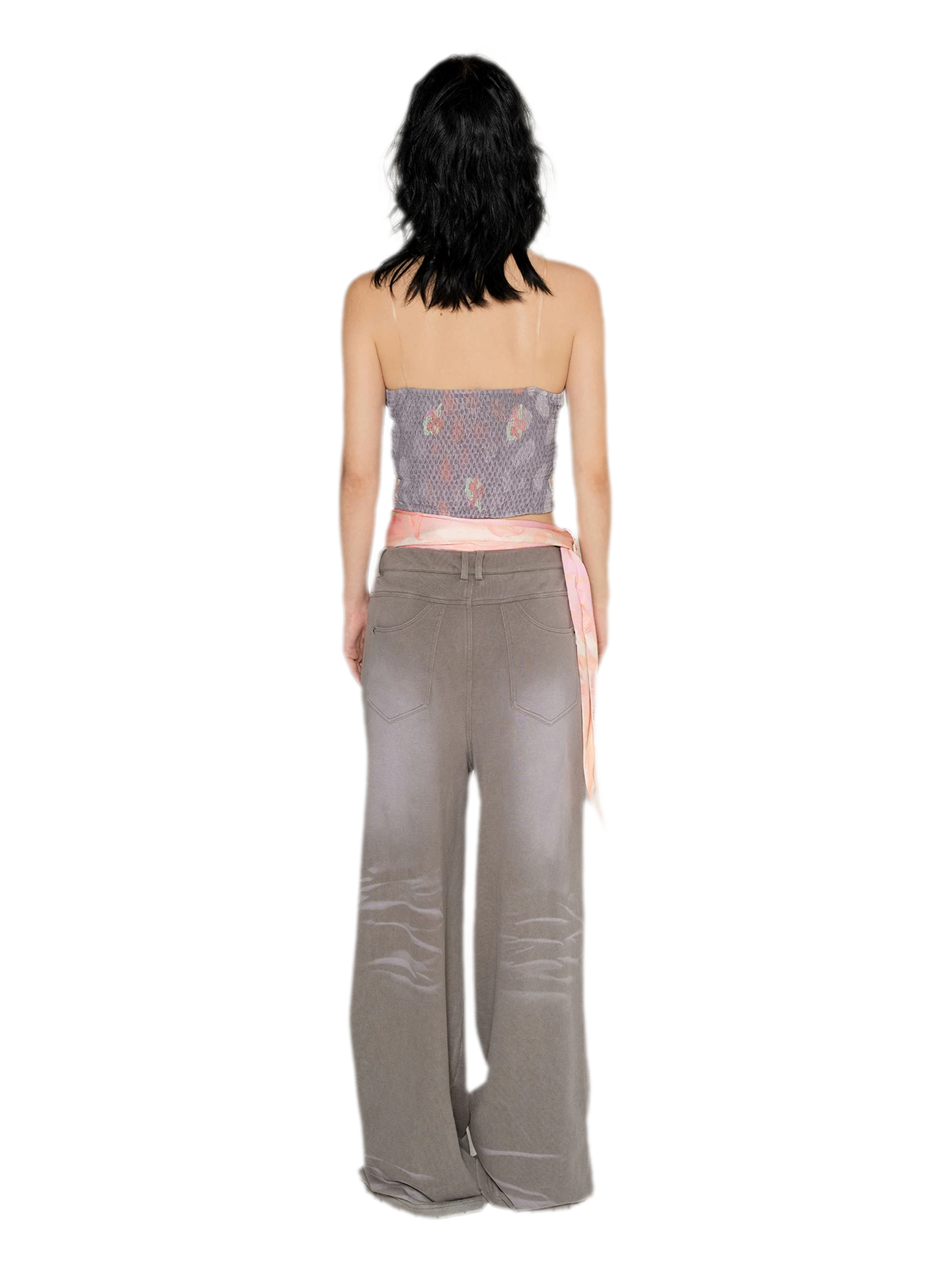 Washed Distressed Straight Pants