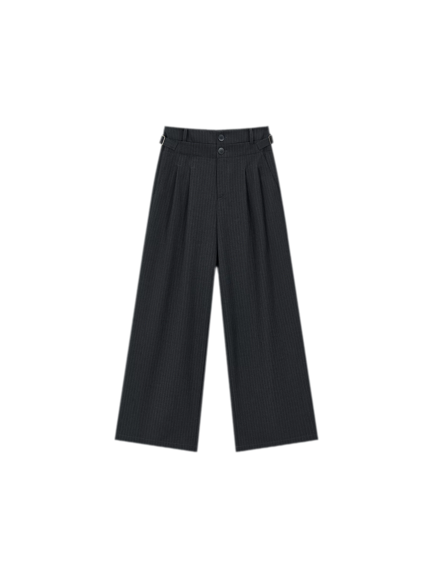 Pinstriped Pleated Wide-Leg Trousers