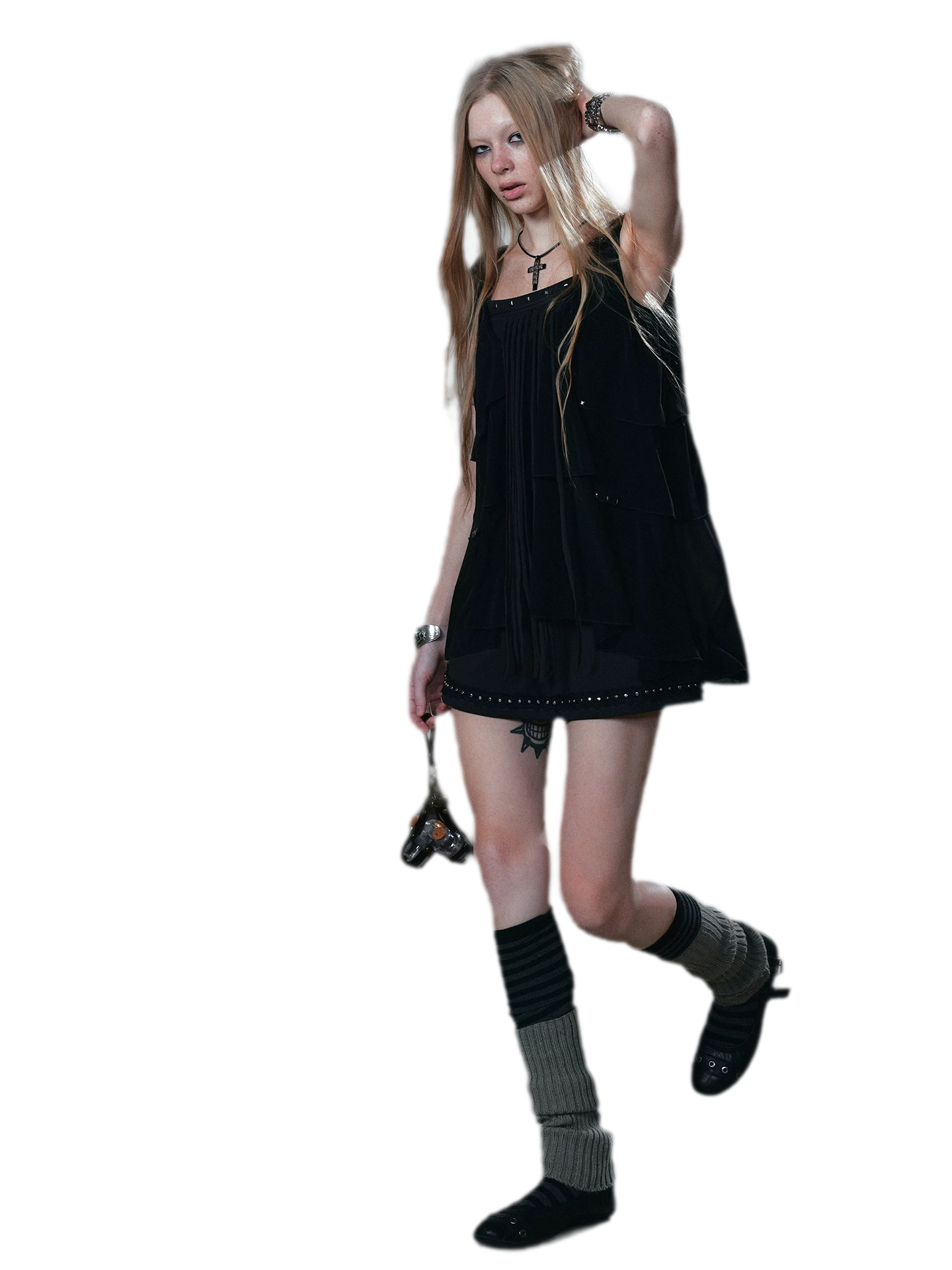 Ruffle Rivet Tiered Cami Dress