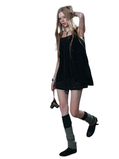 Ruffle Rivet Tiered Cami Dress
