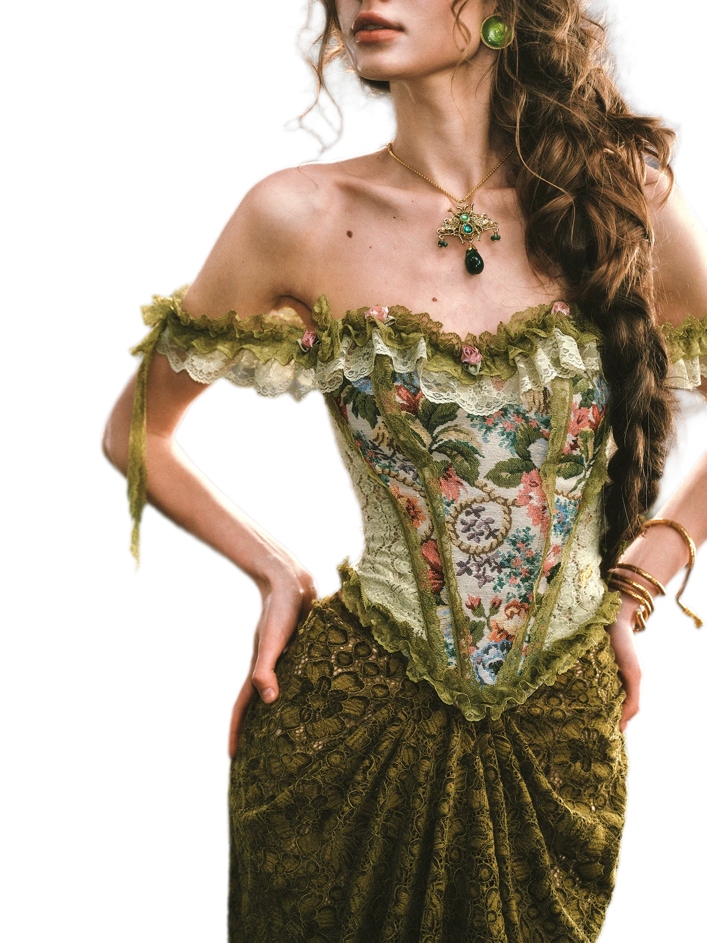 French Boned Corset Skirt Set