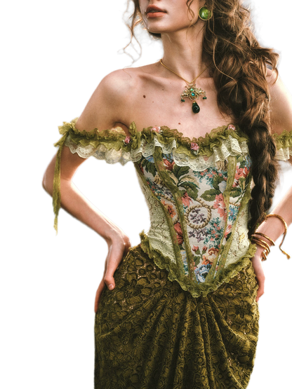 French Boned Corset Skirt Set