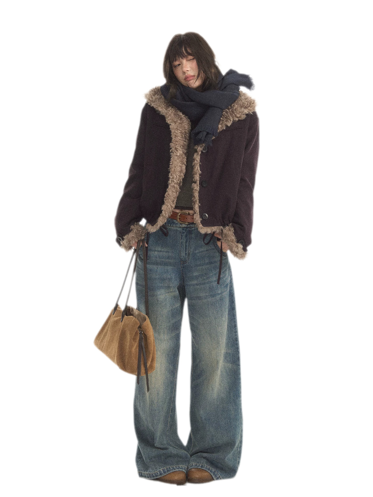 Plush Contrast Cropped Jacket