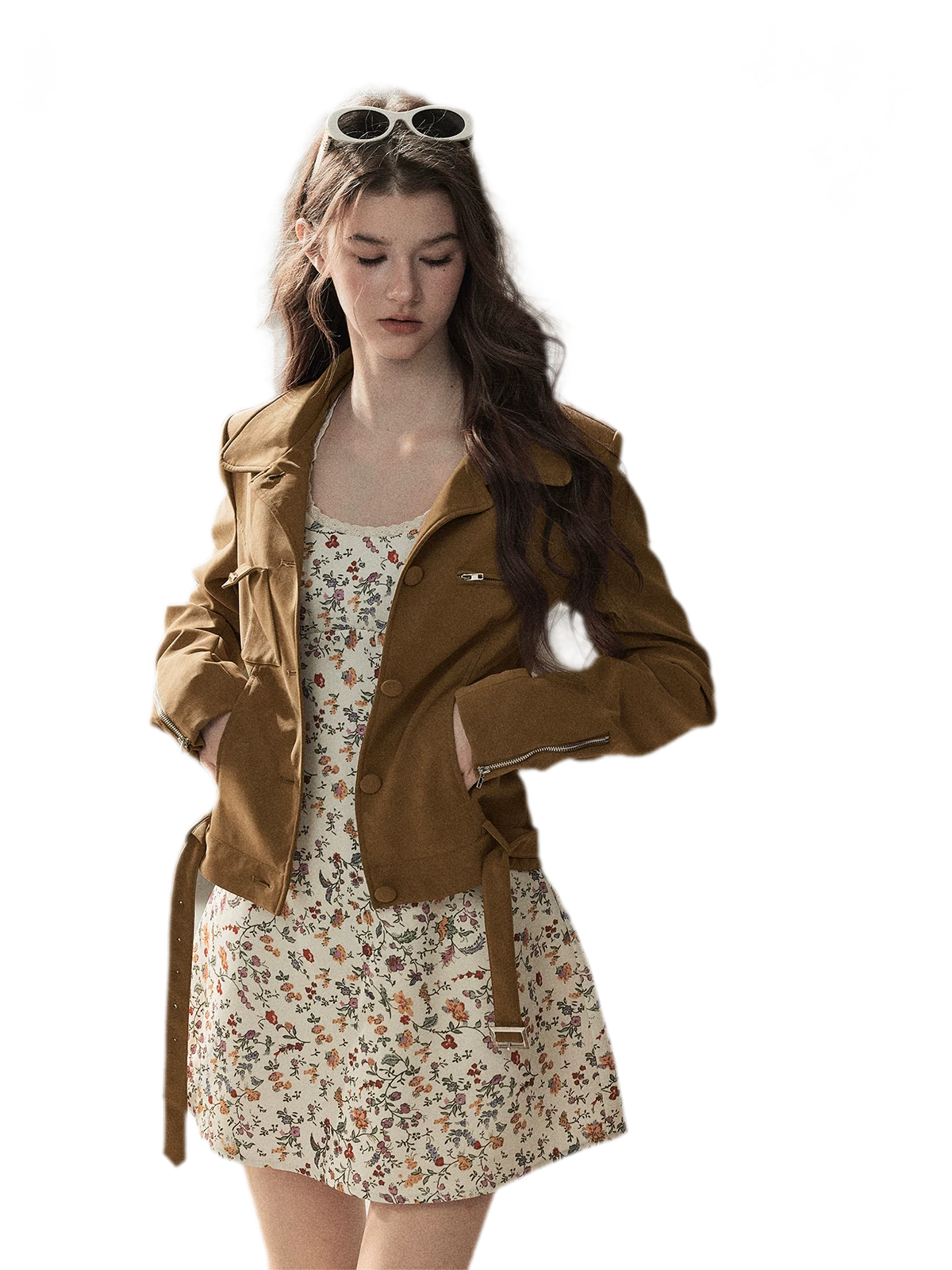 Soft Suede Cropped Utility Jacket