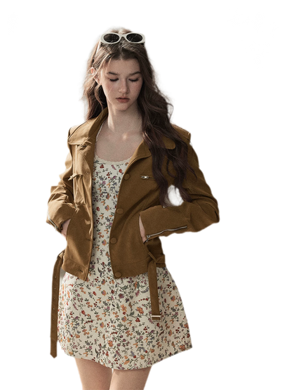 Soft Suede Cropped Utility Jacket