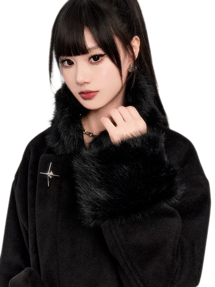 Faux Fur Short Wrap Coat